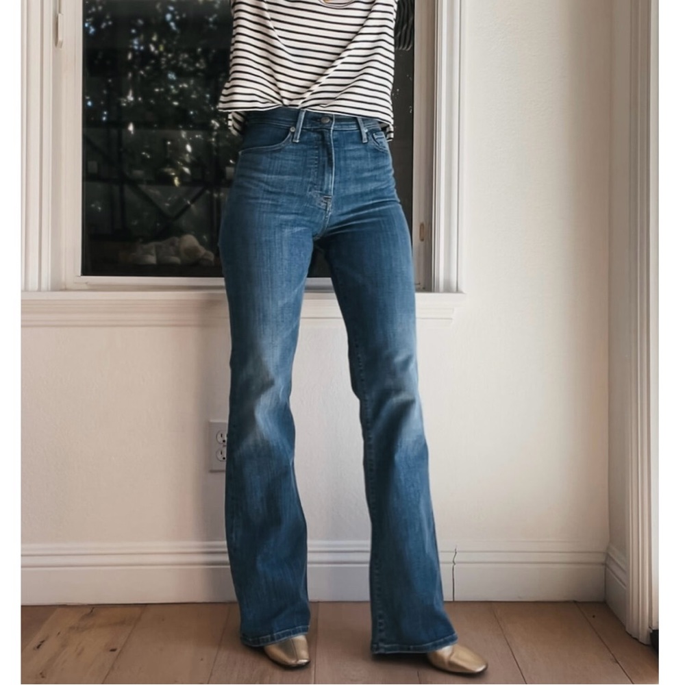 Able Dark Blue High-Rise Flare Jeans
